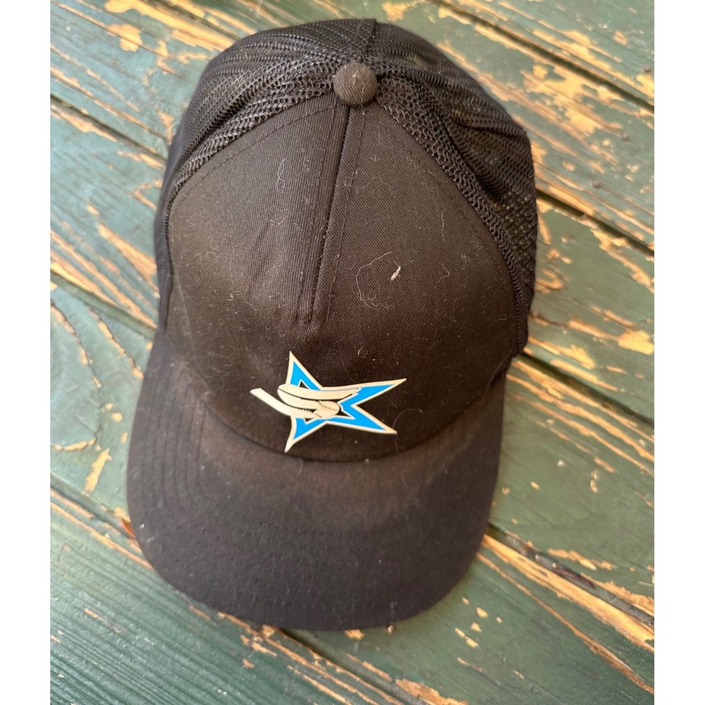 Otto Cap Mens Black Mesh Trucker Hat Snapback Baseball Star Logo 32-285